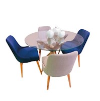 Juego para comedor Dmuebles 4 sillas Thiago - Azul/Beige